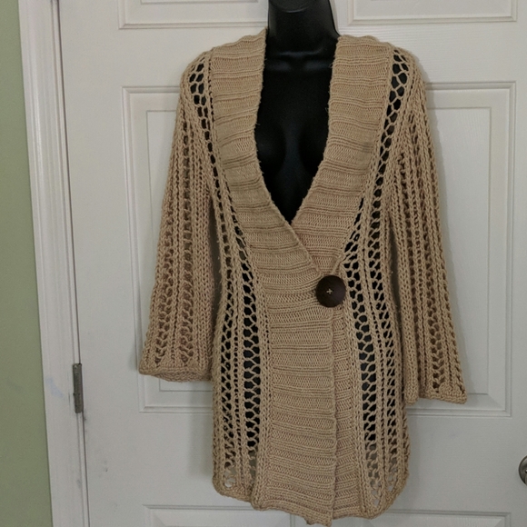 Free People Sweaters - Free People Tan Crochet Sweater